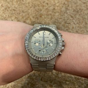 Michael Kors Gray Watch with Rhinestone Face